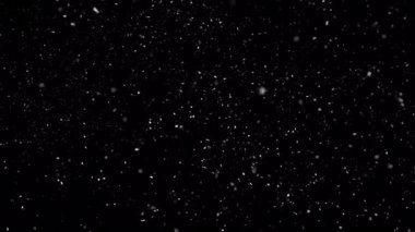 Saf Kara Arkaplan 'da Yüksek Hızda Kamerayla Düşen Kar' ın Yavaş Çekimi. Kış Atmosferleri, Geçişler ve Görsel Efektler için VFX ya da Birleşik Kaplama Olarak Mükemmel.