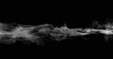 Beyaz Yüzey Duman Dokusunun Süper Yavaş Hareketi Siyah Arkaplanda İzole Edildi. Yüksek Hız Sineması Kamerası 'nda çekildi, 500fps. Üst üste koymak için VFX ögesi.