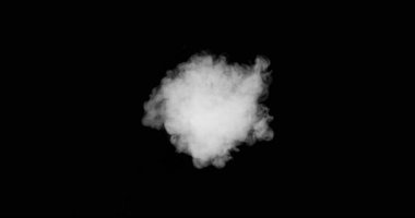Siyah Arkaplanda İzole Edilmiş Süper Yavaş Beyaz Yuvarlak Duman Dokusunun Hareketi. Yüksek Hız Sineması Kamerası 'nda çekildi, 500fps. Üst üste koymak için VFX ögesi.
