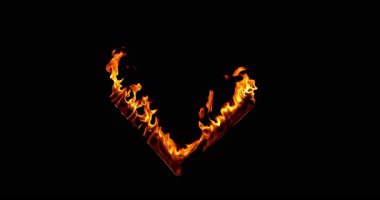 V şeklinde yanan ahşap bir kirişin süper yavaş çekim gücü (500fps) siyah bir arka planda izole edilmiştir. Ayrıntılı ateş dokusu VFX için idealdir, bileşim, örtüşmeler, hareket grafikleri ve sinematik efektler.