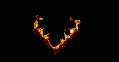 Yanan ahşap bir kiriş görüntüsü. Siyah bir arka planda izole edilmiş. Ayrıntılı ateş dokusu VFX için idealdir, bileşim, örtüşmeler, hareket grafikleri ve sinematik efektler.