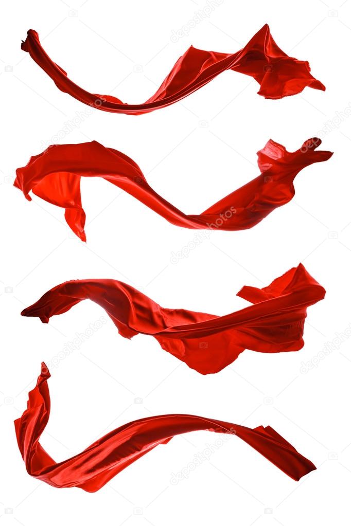 Isolated shots of red satin, isolated on white background