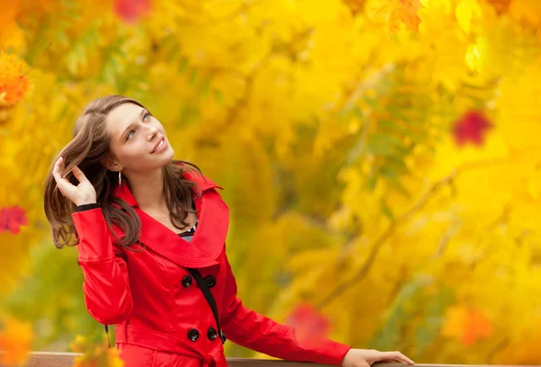 Beautiful young brunette woman portrait in autumn — Stock Photo, Image