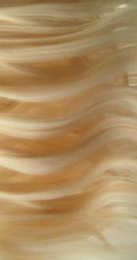 Sarışın saçların pürüzsüz, zarif dalgalar halinde akarak doğal kıvrımlar ve hareketler oluşturduğu ultra yavaş çekim. 1000 fps 'de yakalanan, ince dokuyu, parlaklığı ve akışkan sinematik hareketi gözler önüne seren.