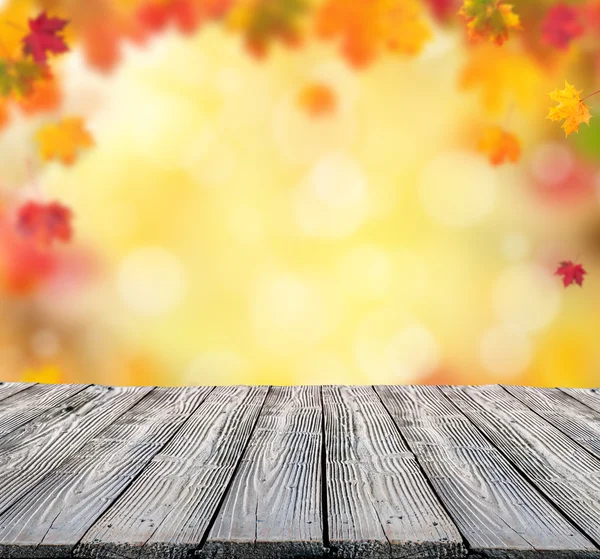 Abstract blur autumn background with wood — Stock Photo, Image