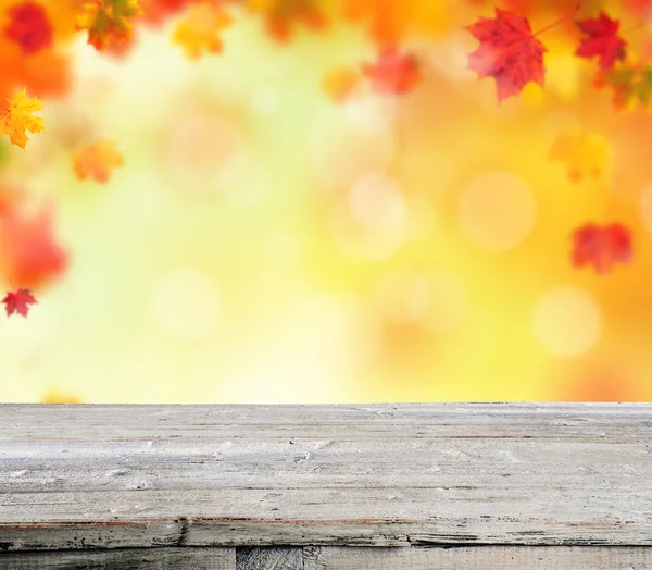 Astratto sfocatura autunno sfondo con legno — Foto Stock