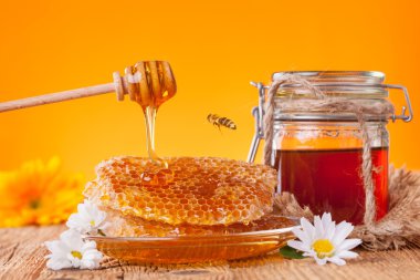 Fresh honey with dipper clipart