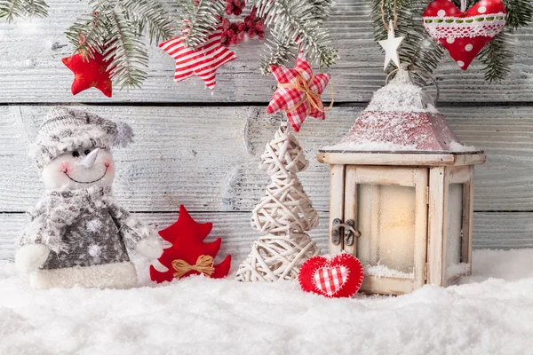 Navidad naturaleza muerta decoración con fondo de madera — Foto de Stock