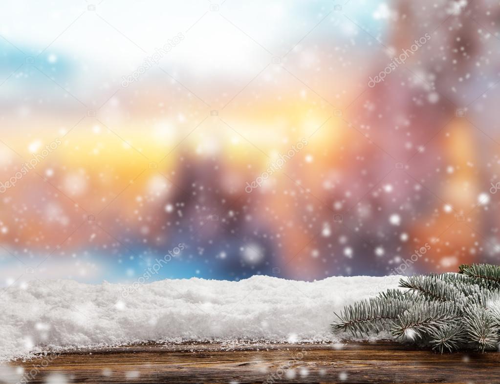 Winter abstract background with wooden planks