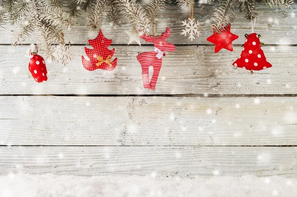 Weihnachtsdekoration über Holzgrund — Stockfoto