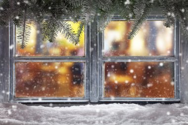 Atmosferik Noel pencere pervazına dekorasyon