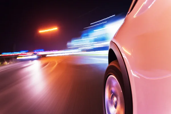 Car driving at night city — Stock Photo, Image