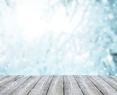 Ahşap plakalar ile kış manzarası