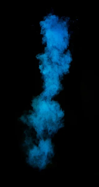 Freeze motion of blue dust explosion on black background — ストック写真