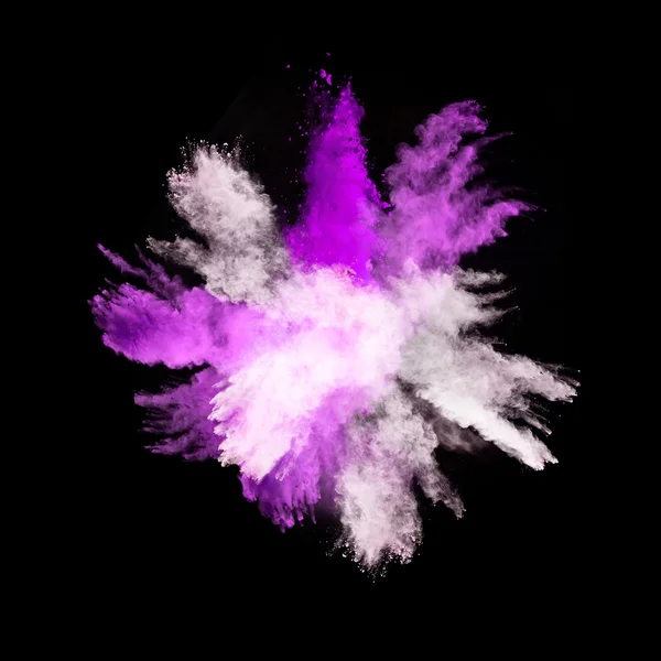 Freeze motion of colored dust explosions on black background — ストック写真
