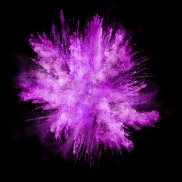 Movimento di congelamento delle esplosioni di polvere rosa su sfondo nero — Foto Stock
