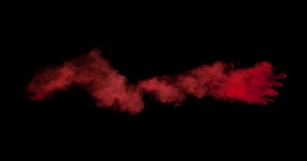 Congelar o movimento da explosão de poeira vermelha no fundo preto — Fotografia de Stock