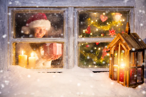 Atmosférické vánoční okno zátiší — Stock fotografie