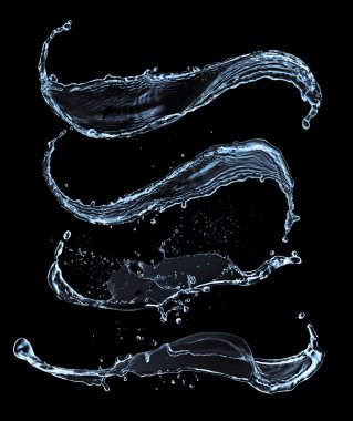 izole üzerinde siyah arka plan mavi su sıçramalarına