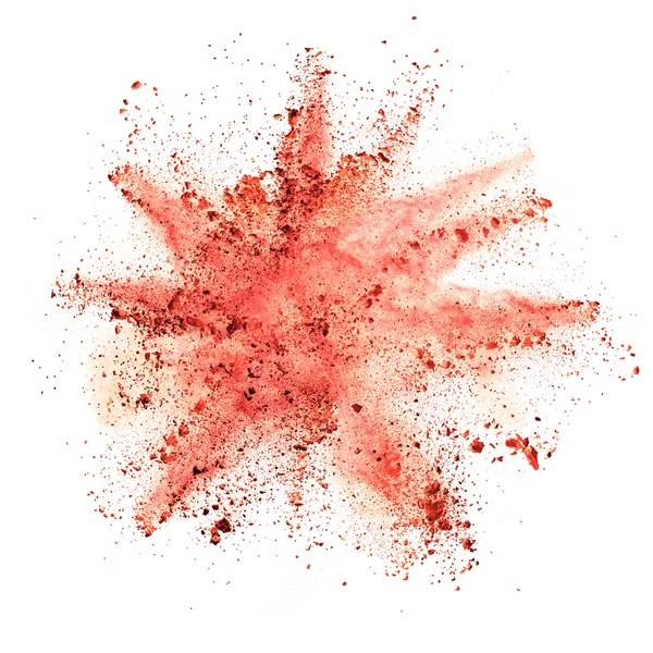 Explosion of orange powder on white background — Stock Photo, Image