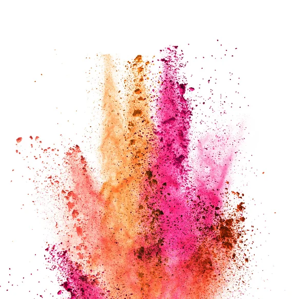 Explosion of colored powder on white background — Stock Photo, Image