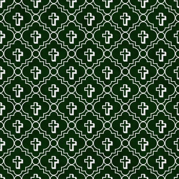 Hunter Green and White Cross Symbol Tile Pattern Repeat Backgrou — Stock Photo, Image
