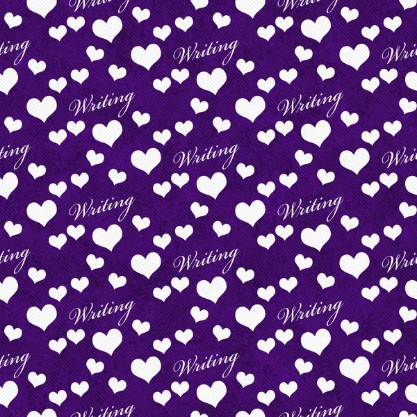 Purple and White I Love Writing Tile Pattern Repeat background — стоковое фото