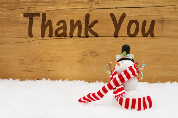 Bonhomme de neige de Noël avec texte Merci — Photo