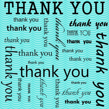 Thank You Design with Teal Wavy Stripes Tile Pattern Repeat Back clipart