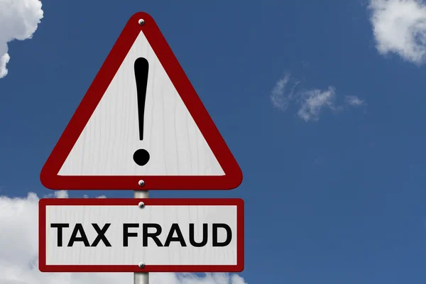 White and Red Tax Fraud Caution Highway Road Sign — Stock Photo, Image