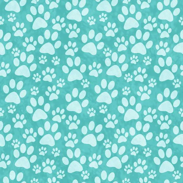 Teal perrito pata patrón de azulejo de impresión repetir fondo — Foto de Stock