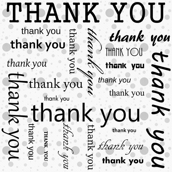 Thank You Design with Gray and White Polka Dot Tile Pattern Repe