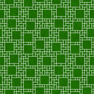 Yeşil ve beyaz kare soyut geometrik tasarım döşeme deseni yeniden
