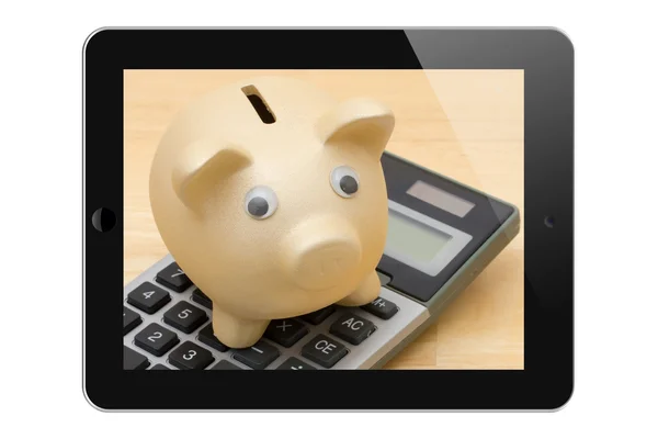 Calculating saving on the Internet — Stock Photo, Image