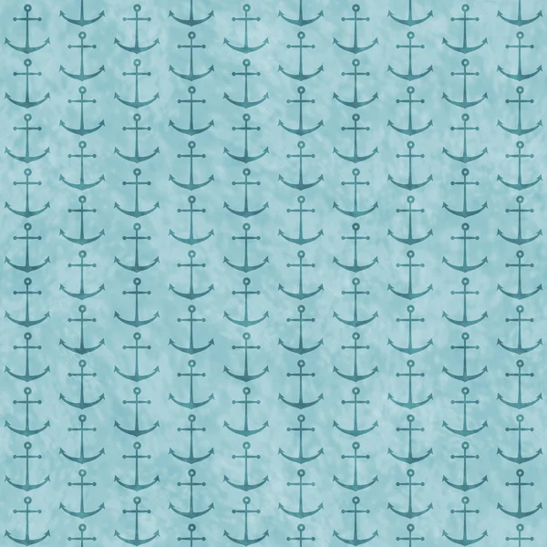 Teal azul âncora náutica repetir fundo — Fotografia de Stock