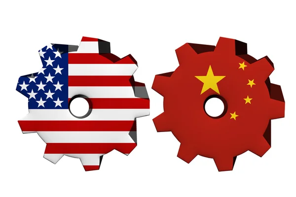 Los Estados Unidos de América y China trabajando juntos — Foto de Stock