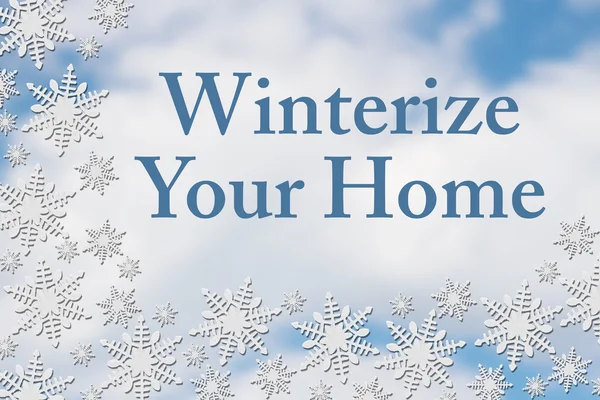 White Snowflake Background with text Winterize Your Home — Stockfoto