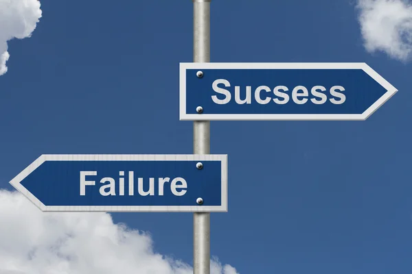 Forskjellen på å lykkes og å mislykkes – stockfoto