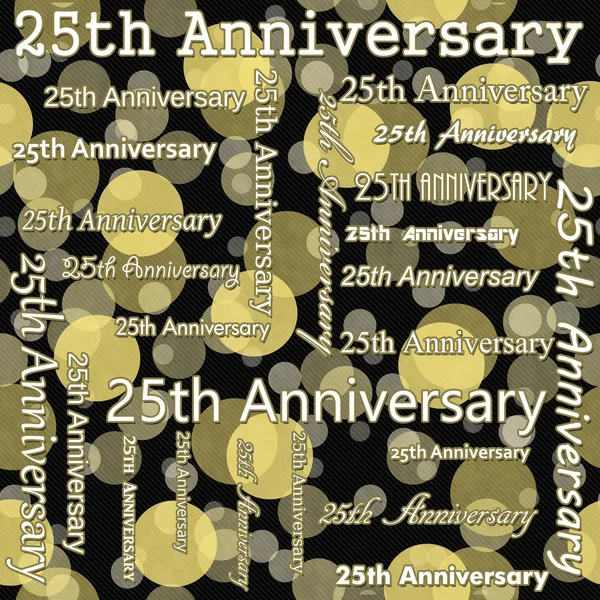 25th Anniversary Design with Yellow and Black Polka Dot Tile Pat — Stock Photo, Image