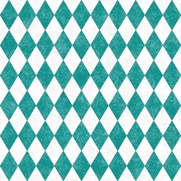 Teal Grunge Diamond Tile Pattern Repeat Background — Stock Photo, Image