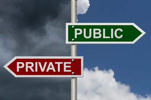 Publieke versus Private — Stockfoto