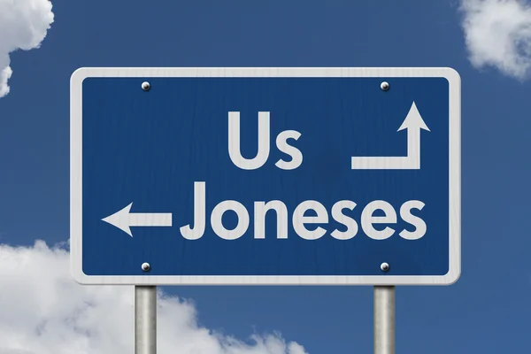 Йти в ногу з в Joneses — стокове фото