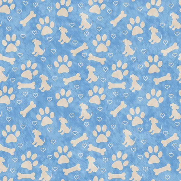 Blue and Beige Doggy Tile Pattern Repeat Background — Stock Photo, Image