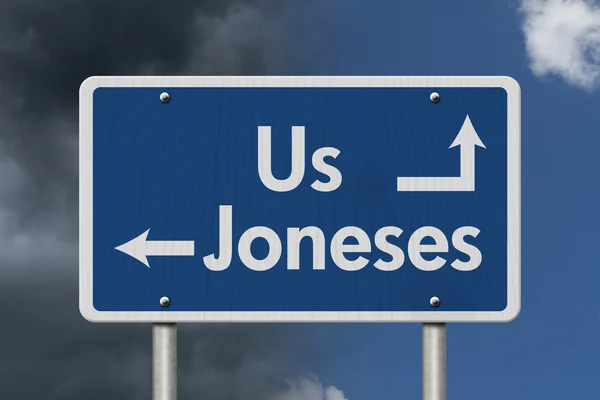 Йти в ногу з в Joneses — стокове фото