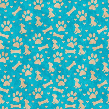 Deniz mavisi ve bej köpek döşeme deseni tekrar arka plan