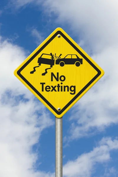 Nenhum sinal amarelo da estrada da advertência da mensagem — Fotografia de Stock