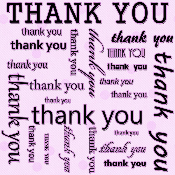 Thank You Design with Pink Polka Dot Tile Pattern Repeat Backgro
