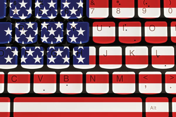 Internet nos Estados Unidos, teclado de computador com o americano f — Fotografia de Stock