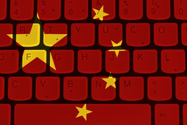 Internet na China, teclado de computador com a bandeira chinesa — Fotografia de Stock