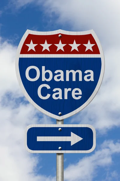 Maneira de obter o sinal de estrada Obama Care — Fotografia de Stock